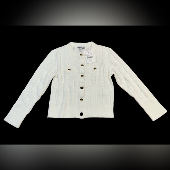 NWT J. Crew Crewcuts Girls' Pointelle-Knit Cardigan in Ivory, Size XS (4-5) - Picture 3 of 9